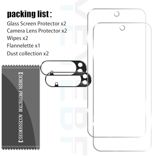 Screen Protector for Google Pixel 10 Pro, [2+2 Pack] Tempered Glass & Camera Lens Protectors[Ultrasonic Fingerprint Unlock] [Case Friendly] [Bubble-Free] Screen Protector Glass For Pixel 10 Pro - size: Google Pixel 10 Pro
