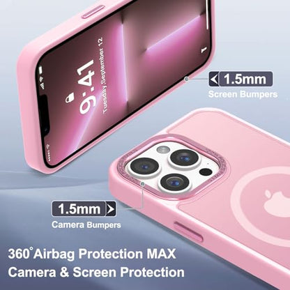 Newfuture Magnetic for iPhone 13 Pro Max Case Matte Shockproof, Chalk Pink | Military Drop Protection, Slim Matte Anti-Fingerprint, Compatible with Magsafe, Camera Guard, Translucent Protective Cover - color: Chalk Pink, size: iPhone 13 Pro Max 6.7 inch