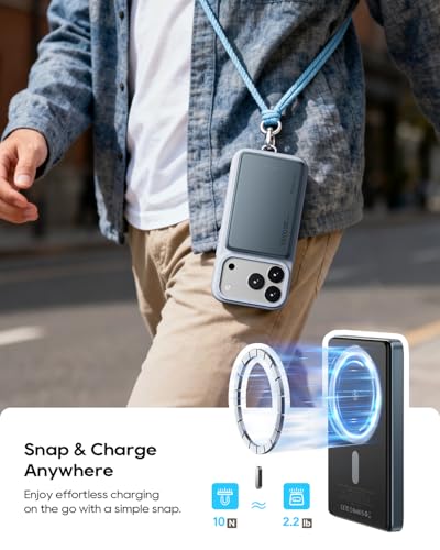 Kuulaa Magsafe Battery Pack 0.47'' 10000mAh Slim Magnetic Portable Charger Power Bank Support USB C PD 20W Fast Charging, Compatible with iPhone 16 Pro Max/15/14/13/12 Mini