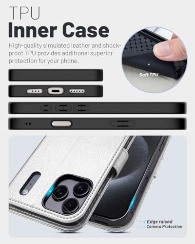 OCASE Compatible with iPhone 17 Pro Wallet Case, PU Leather Flip Folio Case with Card Holders RFID Blocking Kickstand [Shockproof TPU Inner Shell] Phone Cover 6.3 Inch 2025, Silvery - color: Silvery
