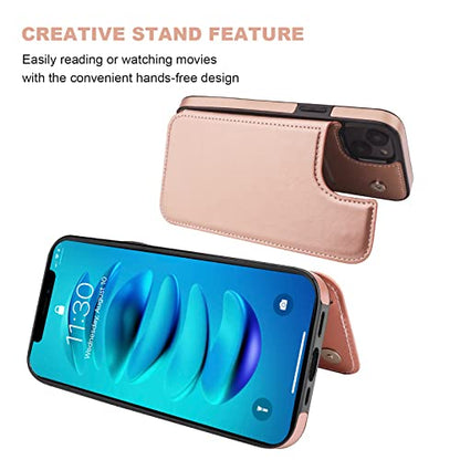 ONETOP for iPhone 14 Plus Wallet Case with Credit Card Holder,Rosegold | Kickstand,ID/Cash Holder,Case Wallet with Card Slots,Double Magnetic Clasp,Durable PU Leather Shockproof Cover for Women Men - color: Rose Gold