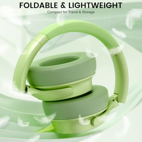 USB C Wired Over-Ear Headphones with Microphone - color: Grass Green