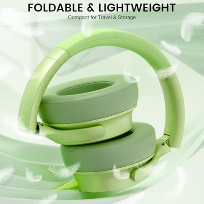 USB C Wired Over-Ear Headphones with Microphone - color: Grass Green