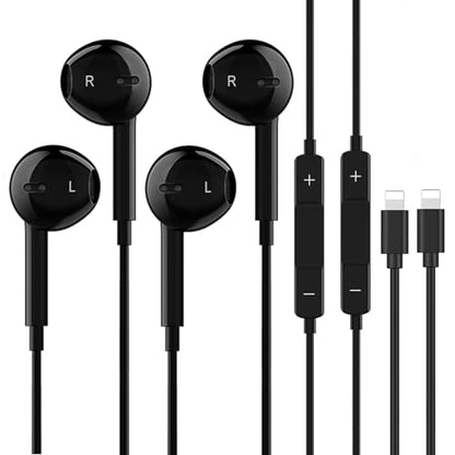 iPhone Wired Earbuds 2 Pack with Microphone and Volume Control, in-Ear