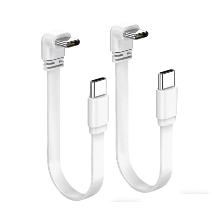 2-Pack 8inches-20cm 90° USB-C Cable, 100W PD Freeze-Resistant Extension for Tight Spaces (Car, Bedroom) - Compatible with iPhone, iPad - color: 90-Degree, size: 8inches/20cm