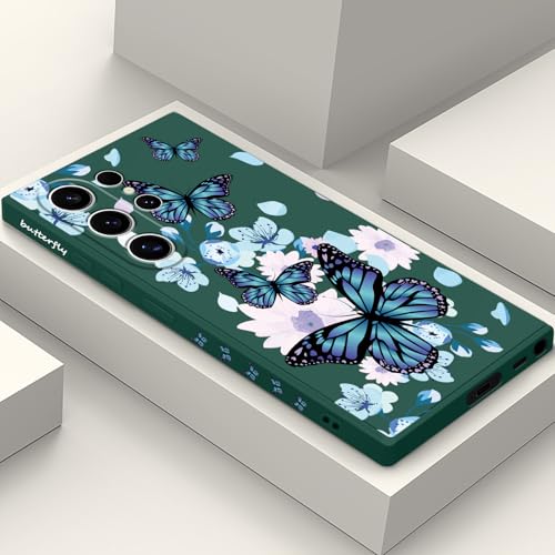 LEECG for Samsung Galaxy S24 Ultra Case, Design Pattern Slim Stylish Drop Proof Protective for Galaxy S24 Ultra Phone Cover 6.8 inch, Aurora Butterfly Green - color: Aurora Butterfly Green, size: for Samsung Galaxy S24 Ultra