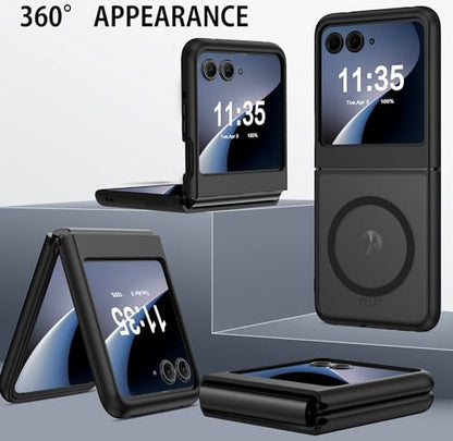 GUAGUA for Motorola Razr 2024 Case/Razr 2025 Case, Magnetic Cases Translucent Matte Back [Compatible with Magsafe] Slim Protective Shockproof Phone Case for Moto Razr 2024/2025 6.9'', Black - color: Black
