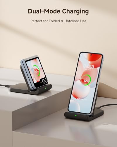 Foldable Wireless Charging Stand for Galaxy Z Flip 8 & Moto Razr Series - color: Black