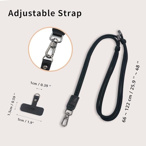 EKAX Phone Lanyard, 1x Customizable Crossbody Neck Phone Strap, 1x Removable PU Leather Tab, Hands-Free Holder for Cell Phones, Earphones, Badges & Keys, Travel Essentials Accessories (Khaki Grey) - color: Khaki Grey