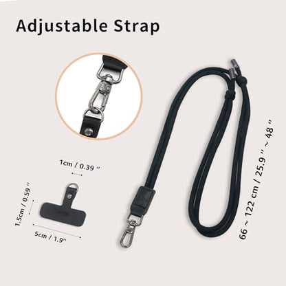 EKAX Phone Lanyard, 1x Customizable Crossbody Neck Phone Strap, 1x Removable PU Leather Tab, Hands-Free Holder for Cell Phones, Earphones, Badges & Keys, Travel Essentials Accessories (Khaki Grey) - color: Khaki Grey