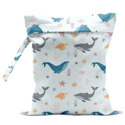 Wet Dry Bags for Diaper Waterproof Swimsuit Washable Reusable Bag for Beach Diapers Dirty Yoga Gym Clothes Plant Gifts for Men Baby Friend Women 12.5x10.2 Inches - color: Fish8