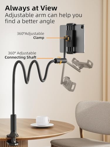 SAIJI 47" Extended Gooseneck Kindle Holder with Adjustable Double Joint-Arm - color: Black