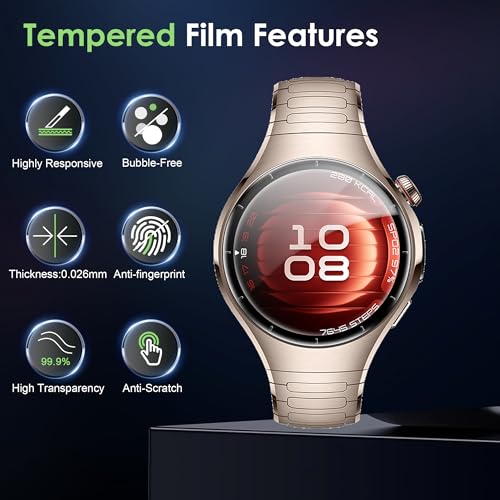 Compatible for Huawei Watch 5 42mm screen protector, Anti-Scratch 3D Full Screen Coverage flim, Case Friendly, HD Ultra, 3 PACK - size: Huawei Watch 5 42mm