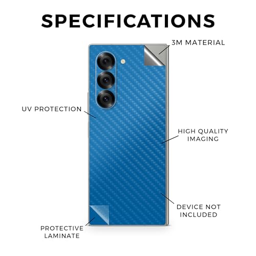 Carbon Fiber Phone Skin Compatible with Samsung Galaxy Z Fold 6 - Solid Blue - Premium 3M Vinyl Protective Wrap Decal Cover - Easy to Apply | Crafted in The USA by MightySkins - color: Solid Blue, style: Carbon Fiber Textured Finish
