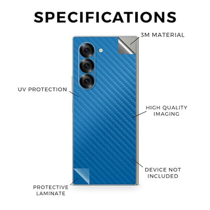 Carbon Fiber Phone Skin Compatible with Samsung Galaxy Z Fold 6 - Solid Blue - Premium 3M Vinyl Protective Wrap Decal Cover - Easy to Apply | Crafted in The USA by MightySkins - color: Solid Blue, style: Carbon Fiber Textured Finish