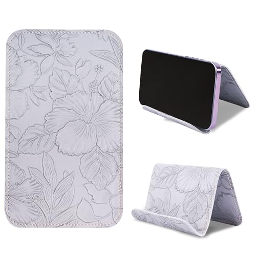 Airplane Travel Essentials for Flying Flex Flap Cell Phone Holder & Flexible Tablet Stand for Desk, Bed, Treadmill, Home & in-Flight Airplane Travel Accessories(1-Carved Grey) - color: 1-Carved Grey