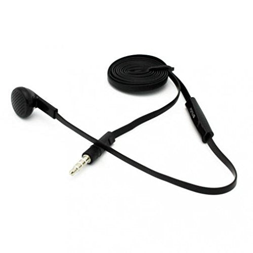Flat Wired Headset MONO Hands-free Earphone w Mic Single Earbud Headphone [3.5mm] [Black] for Consumer Cellular Motorola Moto E LTE - Consumer Cellular Motorola Moto G4