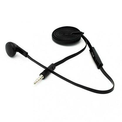 Flat Wired Headset MONO Hands-free Earphone w Mic Single Earbud Headphone [3.5mm] [Black] for Consumer Cellular Motorola Moto E LTE - Consumer Cellular Motorola Moto G4