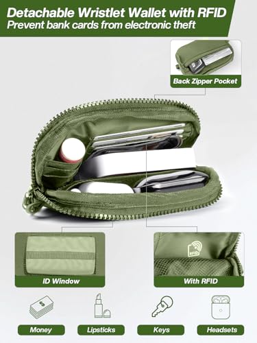 Tiostep Clip and Go Strap for Phone with Wallet Crossbody Phone Lanyard Adjustable and Detachable RFID Wristlet Wallet (Green, Medium) - color: Green, size: Medium