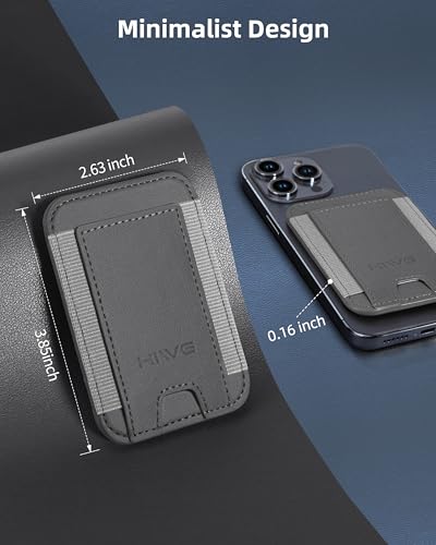 HiWe for MagSafe Wallet, 7 Cards Holder for Phone Case, RFID Blocking - color: Grey Wallet - Grey Band