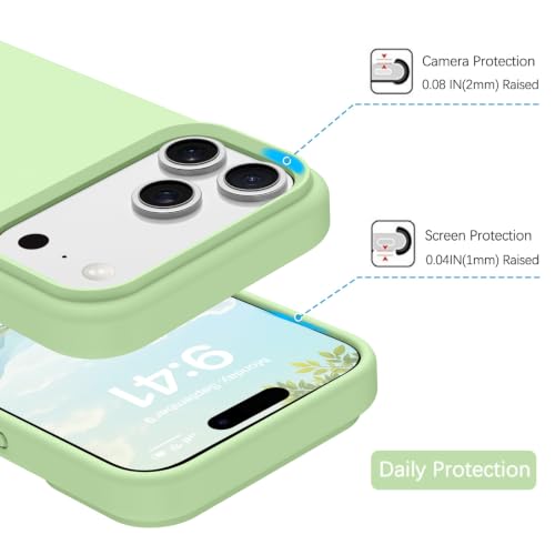 GUAGUA Compatible with iPhone 17 Pro Max Case 6.9 Inch Liquid Silicone Soft Rubber Slim Thin Microfiber Lining Cushion Texture Cover Shockproof Protective Phone Case for iPhone 17 Pro Max,Matcha Green - color: Matcha Green, size: iPhone 17 Pro Max