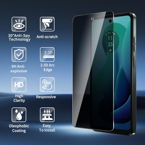 2 Pack For Moto G 5G 2024 Privacy Screen Protector + 2 Pack Camera Lens Protector, 9H Hardness Anti-Spy Tempered Glass, Scratch-Resistant (Moto G 5G 2024)