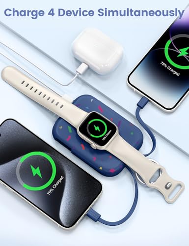 RORRY CharmGo Portable Charger, 5000mAh Portable Charger Power Bank - color: Confetti-Deepblue