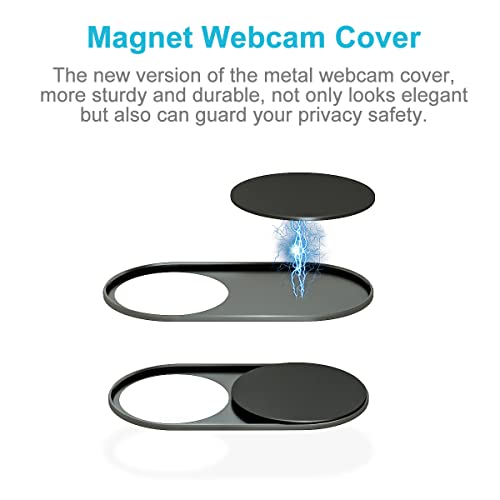 HKDGYHON Laptop Camera Cover Slide, Metal Webcam Cover, Super-Thin 0.023 inch Magnetic Camera Cover Slide, Protect Privacy, Compatible with MacBook, iMac, Laptop, PC, iPad, iPhone - color: Light Black-3 Pack