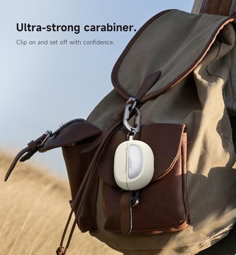 SURITCH Case Cover for Bose Ultra Open Earbuds(2024), Shockproof Protective Cover for Bose Ultra Open Wireless Ear Earbuds Charging Case Accessories with Carabiner, White - color: White