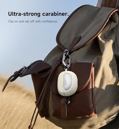 SURITCH Case Cover for Bose Ultra Open Earbuds(2024), Shockproof Protective Cover for Bose Ultra Open Wireless Ear Earbuds Charging Case Accessories with Carabiner, White - color: White