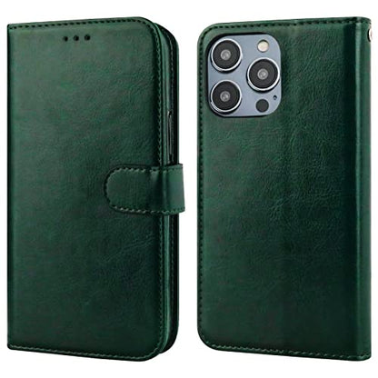 Bocasal Detachable Wallet Case Card Holder for iPhone 14 Pro, Green | RFID Blocking Kickstand Card Slots Holder PU Leather Magnetic Shockproof Wrist Strap Removable Flip Protective Cover 6.1 inch - color: Green