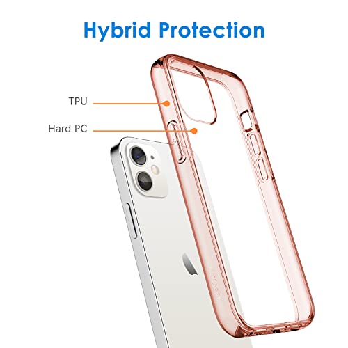 JETech Case for iPhone 12 mini, Anti-Yellowing, Rose Gold | Shockproof Protection, Scratch Resistant Hard PC Back, Durable Transparent TPU Bumper - color: Rose Gold