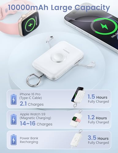 RORRY CharmGo Portable Charger, 10000mAh 20W Fast Charging Power Bank - color: Milk