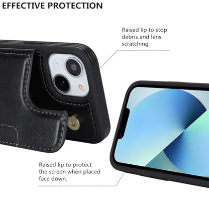 iCoverCase Compatible with iPhone 13 Mini Case with Card Holder, Wallet Phone Case for Women Men RFID Blocking PU Leather Protective Case 5.4 Inch (Black) - color: Black