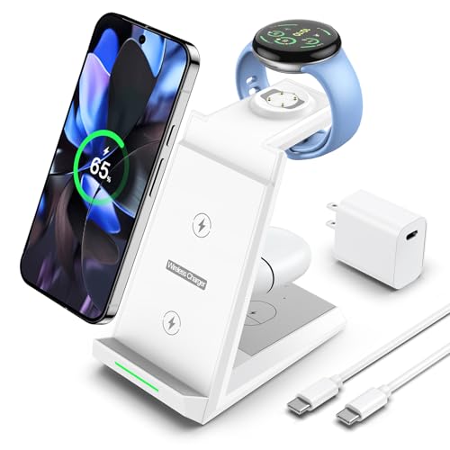 NANAMI 3 in 1 Wireless Charging Station Charger Dock for Google Devices - color: White