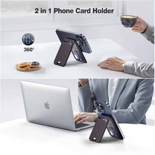 QYQBOON Mag-Safe Wallet Strongest Magnetic Lightweight Phone Wallet Stand Adjustable Leather Card Holder for iPhone 17/16/15/14/13/12 Series, Not for iPhone 13/12 Mini (Purple) - color: Purple