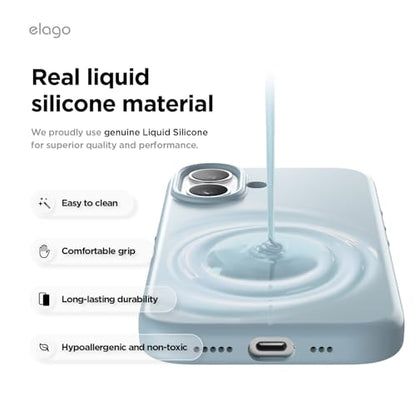 elago Premium Magnetic Silicone Case for iPhone 17 Sky Blue | Compatible with MagSafe, Liquid Silicone Material, Protection, Shockproof, Slim Phone (Sky Blue) - color: Sky Blue, size: iPhone 17