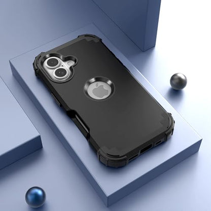 IDweel for iPhone 17 Case with Screen Protector for Men, 3 in 1 Shockproof Slim Fit Hybrid Heavy Duty Hard PC Cover Soft Silicone Bumper Full Body Anti-Fingerprint Case, Black - color: Black