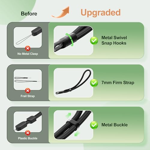 SHANSHUI Hand Wrist Strap Lanyard, 3 Pack Adjustable Cell Phone Lanyard Strap, Hand Wrist Strap Lanyard with 3x Tether Tabs for Smartphones-Black - color: Black X3