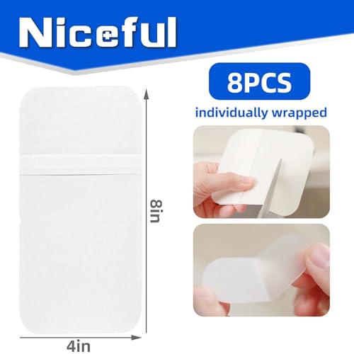Niceful Extra Large Hydrocolloid Bandages 4"x8", 8 Count - size: 4" x 8" (8 Dressings)