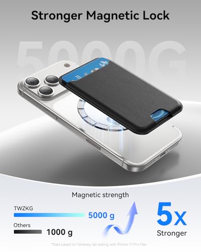 TWZKG for MagSafe Wallet, 3 Cards Holder, Slim Magnetic Phone Wallet for iPhone 17/16/15/14/13/12 Pro Max Plus Air Series,RFID Blocking Vegan Leather,Black - color: Black