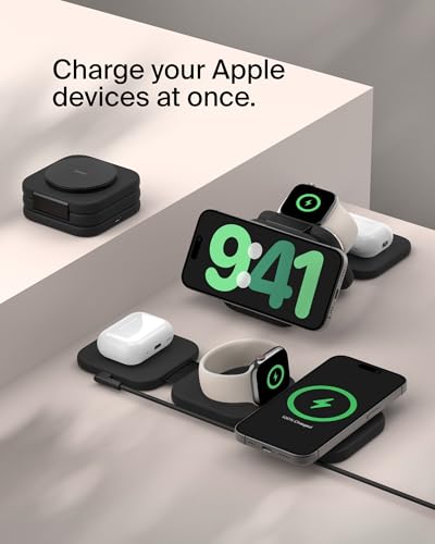 Belkin Qi2 15W Magnetic Wireless Travel Pad, 3 in 1 Foldable Charger - style: 3 in 1