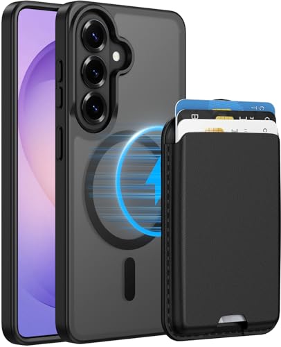Magnetic for Samsung Galaxy S26 Wallet Case with Card Holder﻿ Black | Compatible with MagSafe, Shockproof Phone Cover with Detachable RFID Blocking Card Slot, Black - color: Black, size: S26 6.3"
