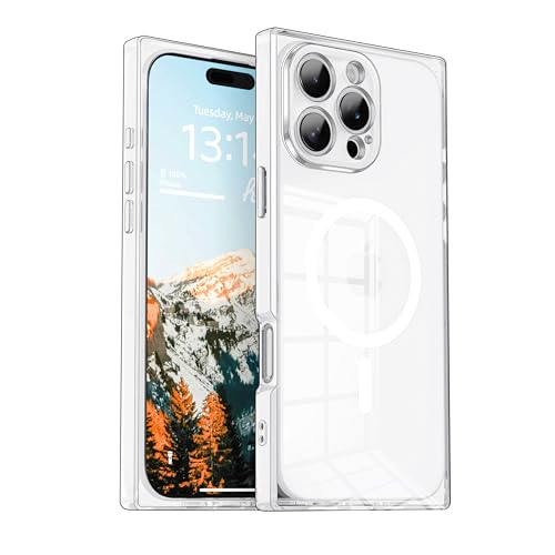 IAIYOXI Rectangle Edge Magnetic Clear Case for iPhone 12, Compatible with MagSafe, Full Camera Protection & Reinforced Corners, Thin Slim Shockproof TPU Phone Cover for Women Girls, Clear - color: Clear, size: iPhone 12