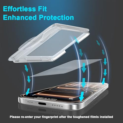 9H+ Tempered Glass for iPhone 17 Pro Max Screen Protector with Auto Dust Removal Installation Frame Military Grade Protection (Scratch, Shatter, Drop Resistance) Full Edge Coverage 6.9" 2025, 2 Pack - size: iPhone 17 Pro Max