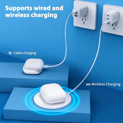 Wireless Charging Case Replacement Compatible with Airpods 4th Generation, and Bluetooth Pairing Sync Button, Air Pod 4th Charging Case to USB-C(No Earbuds)