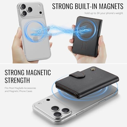 for Magsafe Magnetic Phone Wallet Card Holder, Elegant Black - color: Elegant Black