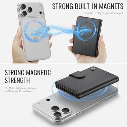 for Magsafe Magnetic Phone Wallet Card Holder, Elegant Black - color: Elegant Black