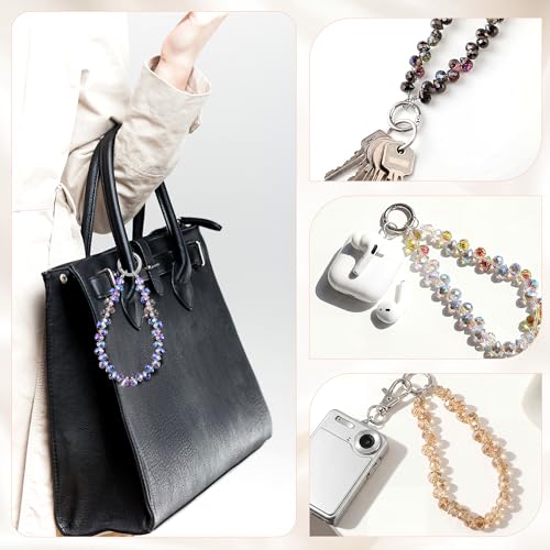 Quelay 4 Pack Beaded Phone Wrist Strap - color: Deep, style: Crystal