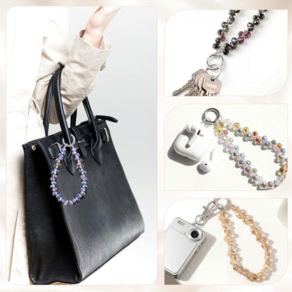 Quelay 4 Pack Beaded Phone Wrist Strap - color: Deep, style: Crystal